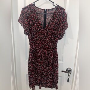 Sheer SHEIN wrap flora black mini dress